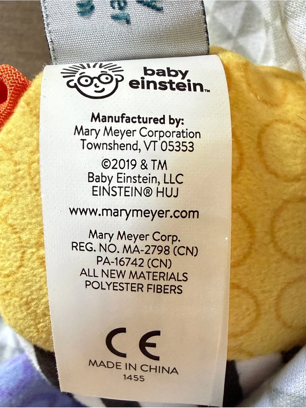 Baby Einstein X Mary Meyer Lovey Blanket Security Soothing Gray Chevron Baby